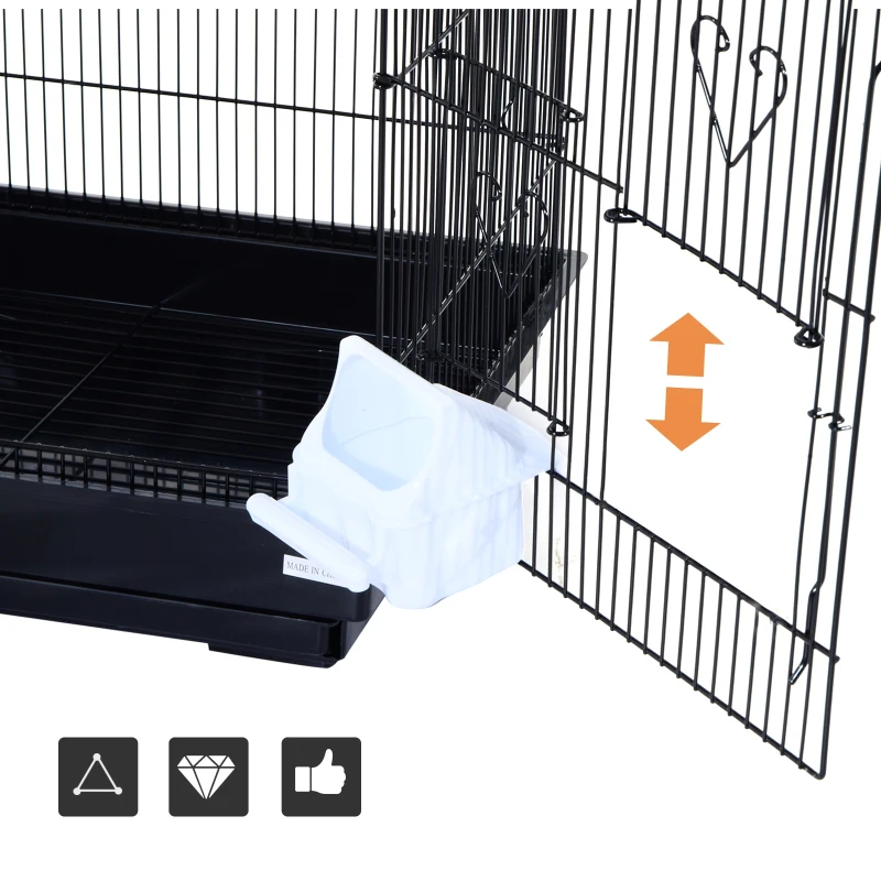 HOMCOM Cage à oiseaux avec mangeoires perchoirs 48 x 36 x 91 cm noir