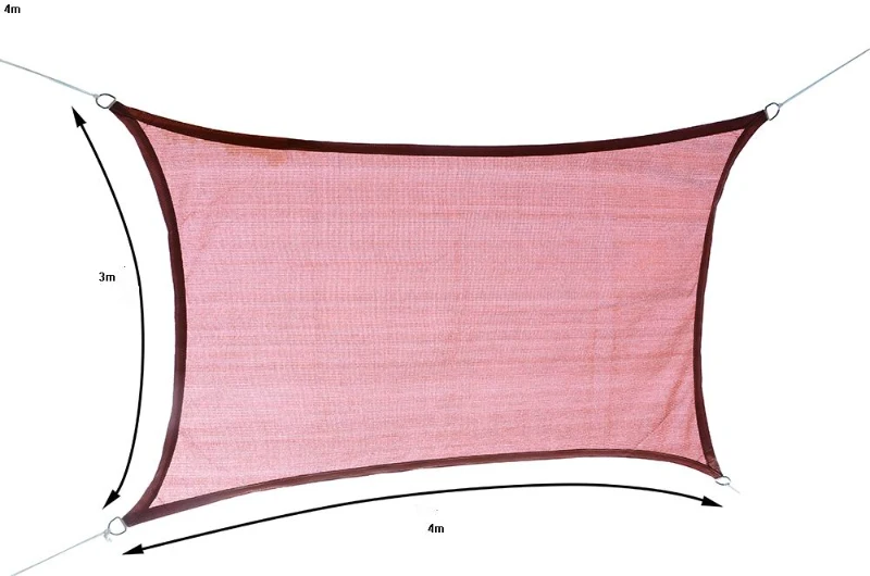 Outsunny Voile d'Ombrage Rectangle 3X4M Parasol Toile Solaire Taud de Soleil Rouge