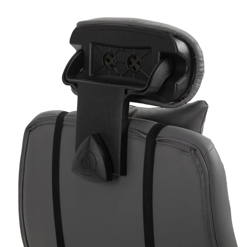 HOMCOM Fauteuil de bureau manager grand confort repose-pied tétière + coussin lombaires intégrés dossier inclinable revêtement revêtement synthétique gris foncé