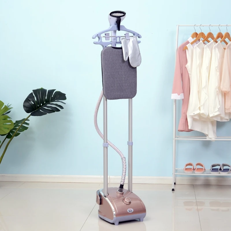 HOMCOM Défroisseur à vêtements 1800 W planche à repasser intégrée réservoir d'eau 2,4 L tige telescopique gant + cintre fournis coloris champagne