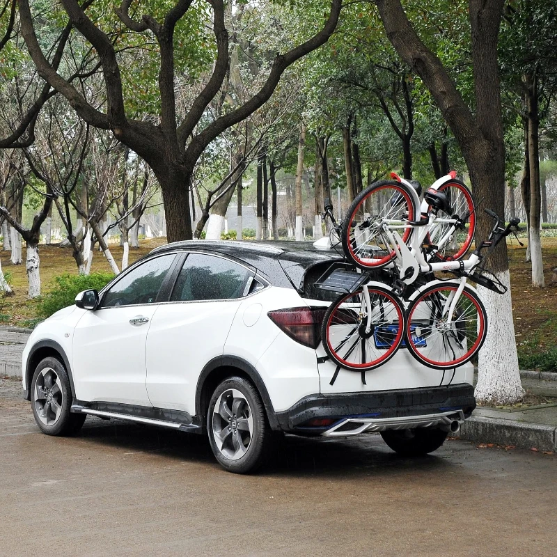 HOMCOM Porte-vélo pour 3 vélos - installation sur hayon - 6 sangles de sécurité - pliable - métal époxy noir