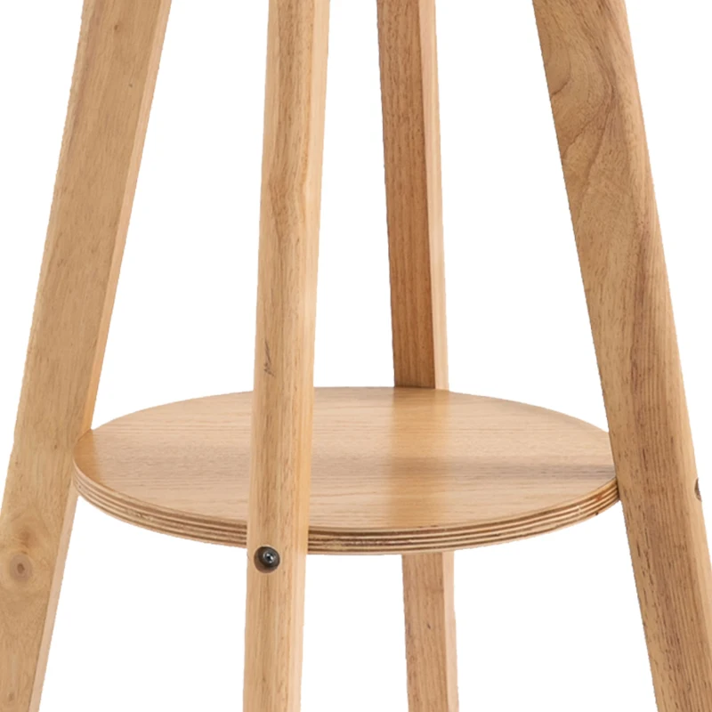 HOMCOM Table de Bar Ronde Style Naturel Chic - étagère intégré - Ø60 x 100 cm - Bois Massif Eucalyptus contreplaqué