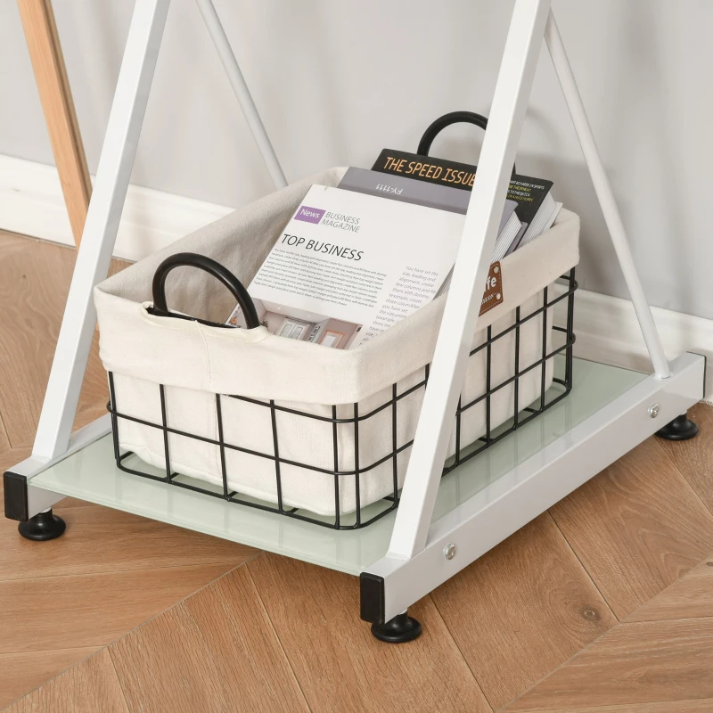 HOMCOM Bureau informatique design contemporain plateau + 3 étagères verre plateau clavier châssis métal blanc