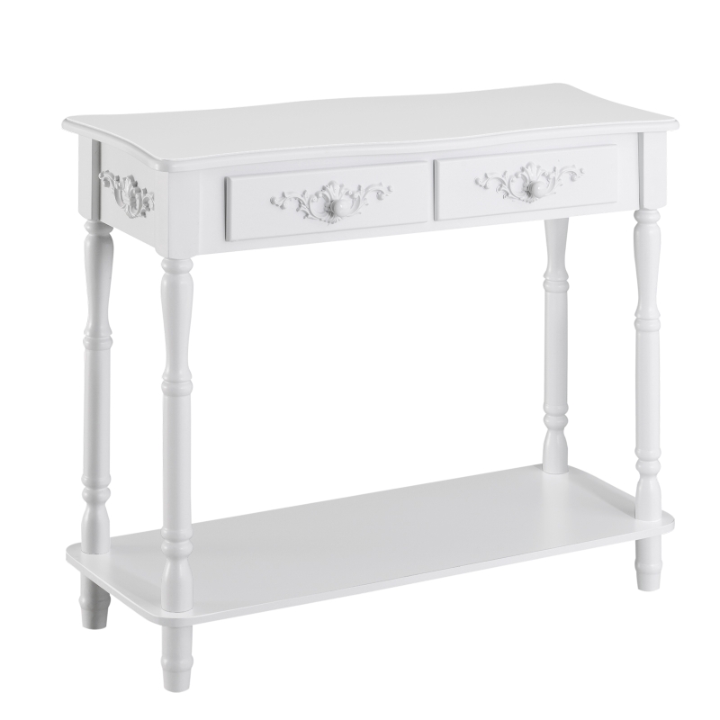 Homcom Table Console Multi-Rangements Néo-Rétro Blanc 84 x 33 x 71 cm