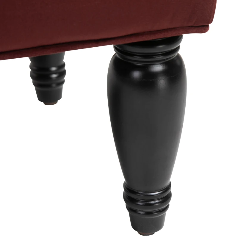 HOMCOM Banc banquette style baroque accoudoirs courbés pieds effilés dim. 110L x 43l x 58H cm polyester velours bordeaux