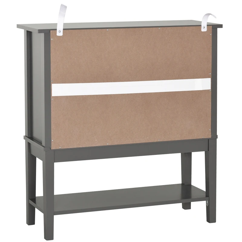 HOMCOM Buffet de cuisine Vaisselier en Vitrine Placard de  Rangement sur pied - 2 Portes en Verre, étagère - dim. 80L x 28l x 84H cm - Bois Gris