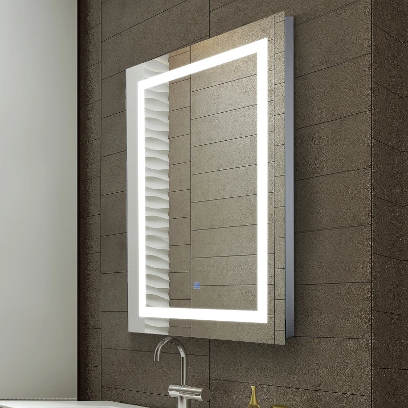 HOMCOM Miroir Lumineux LED Salle de Bain 38 W Interrupteur Tactile 50L x 4l x 70H cm