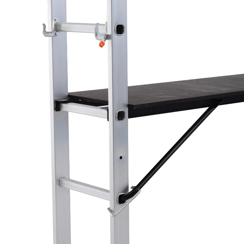 HOMCOM Echafaudage avec plateforme échelle escabeau double 3 en 1 certification NF EN131 charge max. 150 Kg aluminium