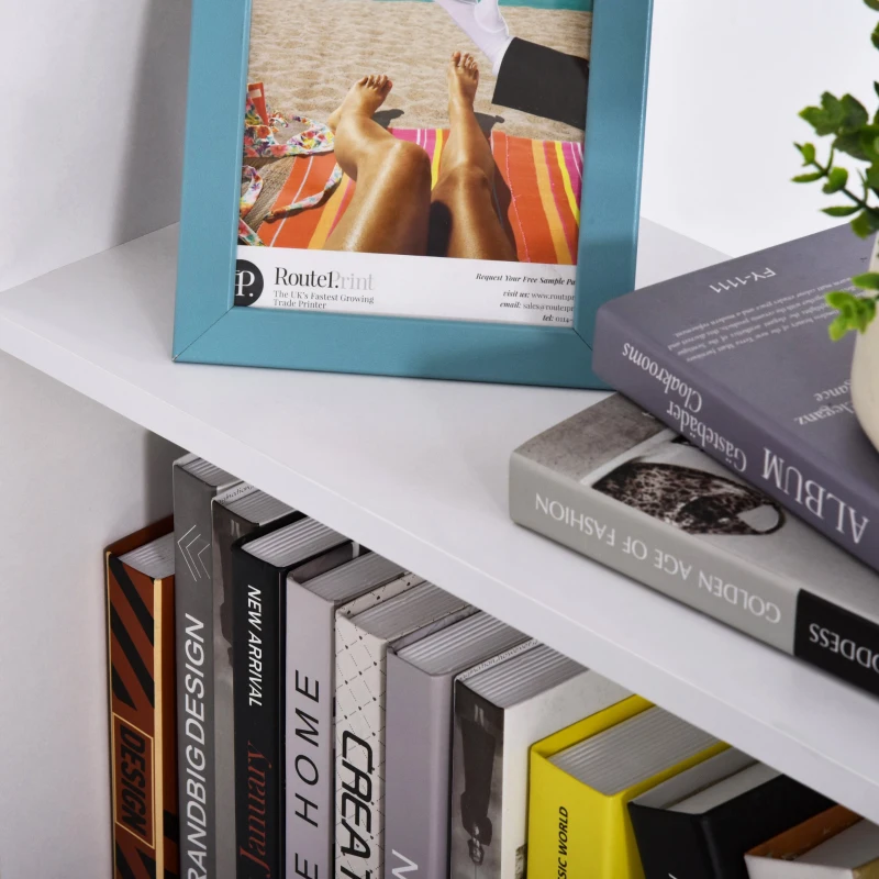 HOMCOM Bibliothèque Étagère de Rangement avec 4 Compartiments Ouverts Design Simple Moderne Idéale pour Salon Chambre Bureau 80 x 24 x 140 cm Blanc et Chêne