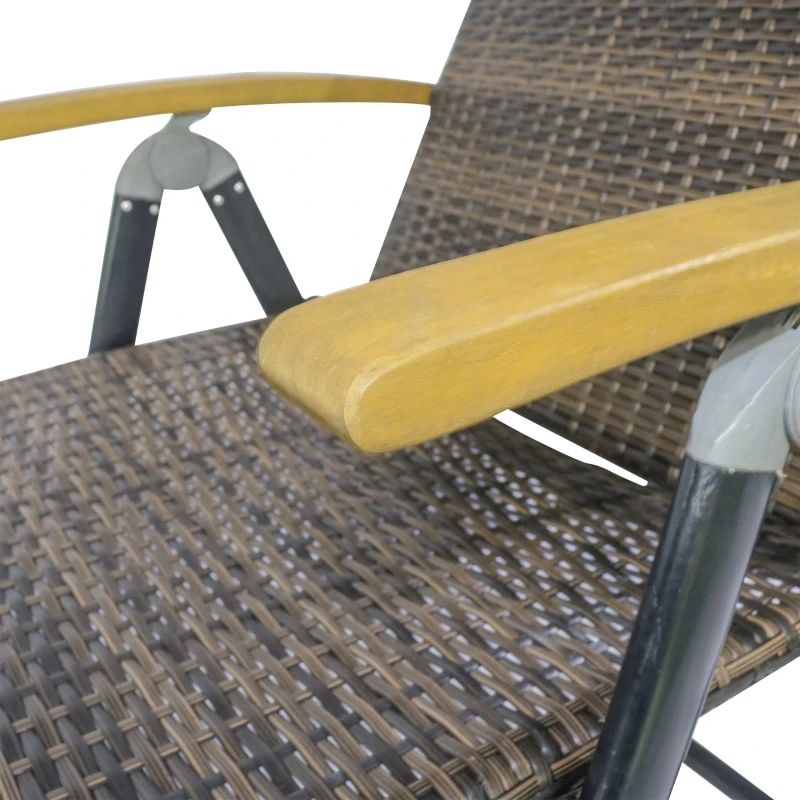 Outsunny Bain de soleil transat pliable - design colonial - dossier inclinable 4 positions roulettes - matelas inclus crème