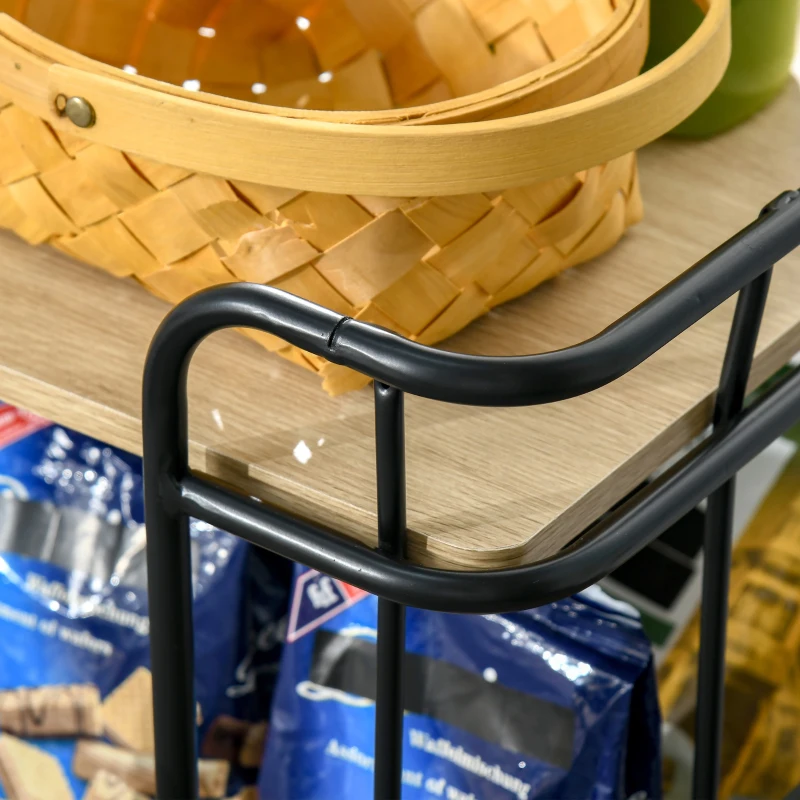 HOMCOM Desserte à roulettes avec Plateau en Bois, Chariot de Rangement à 3 Niveaux pour cuisine, salle bain, bureau