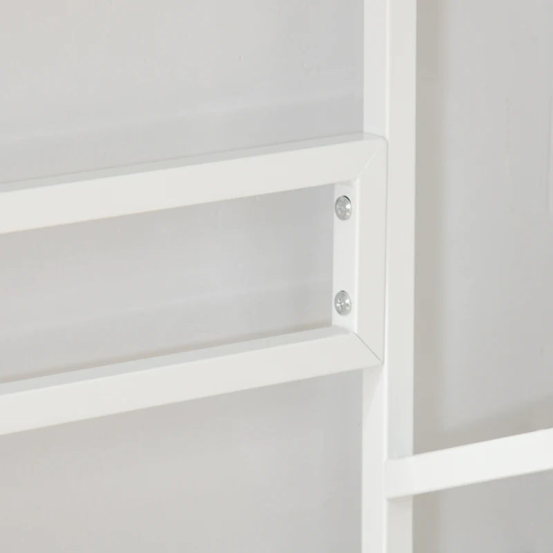 HOMCOM Bureau informatique bureau secrétaire en verre multimédia contemporain 2 étagères arrières cadre en métal blanc