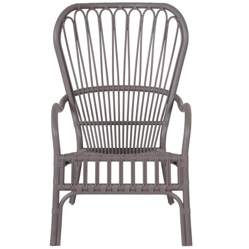 Outsunny Lot de 2 fauteuils lounge de jardin terrasse balcon - style néo-rétro - imitation rotin - polypropylène - gris