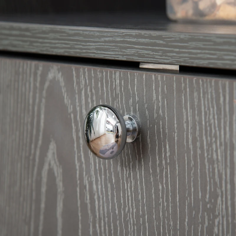 PawHut Gamelle de base chien chat meuble de rangement pour animaux - autopetfeeder station - placard porte basculante - tiroir coulissant 2 gamelles acier inox. intégrées - aspect bois gris