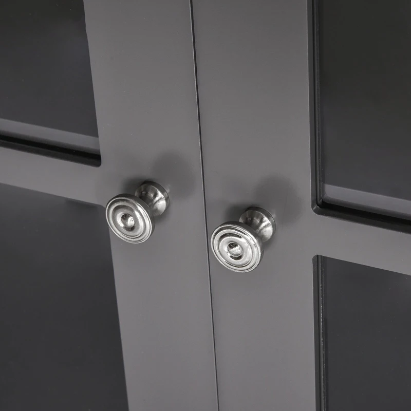 HOMCOM Buffet de cuisine Vaisselier en Vitrine Placard de  Rangement sur pied - 2 Portes en Verre, étagère - dim. 80L x 28l x 84H cm - Bois Gris