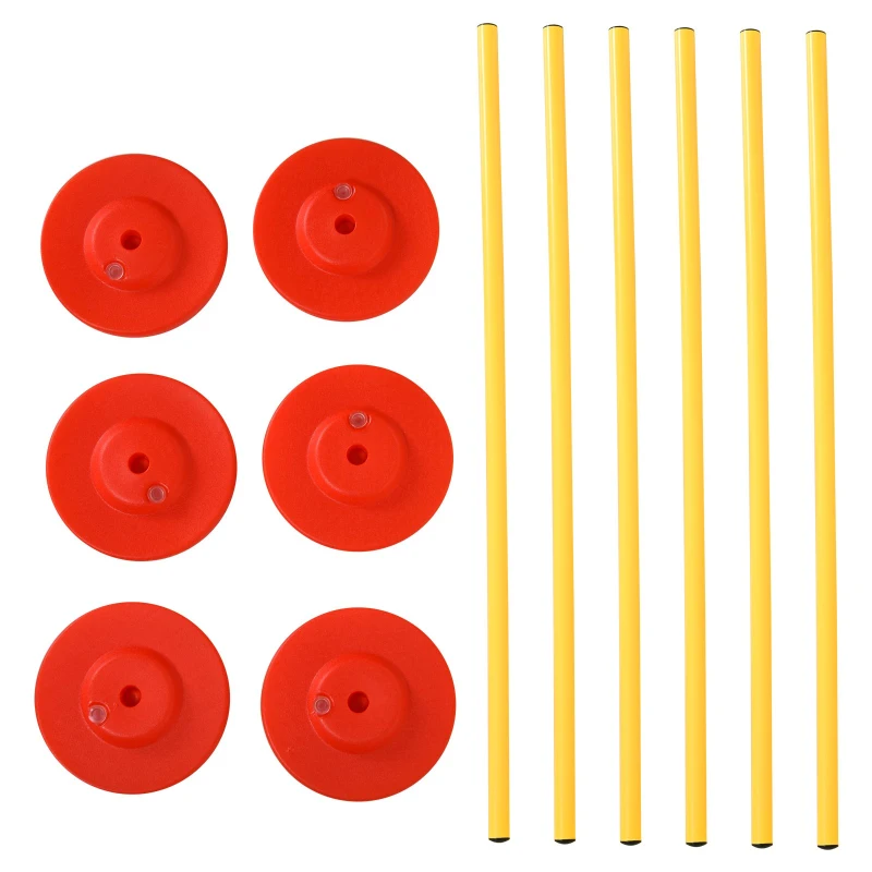 PawHut Agility sport pour chien slalom - slalom pour chien - lot de 6 poteaux + pied à lester - sac de transport inclus jaune