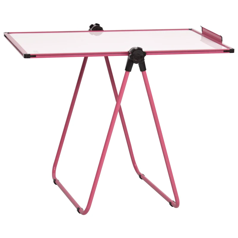HOMCOM Chevalet de conférence pliable - tableau blanc magnétique double face - pivotant, réglable en hauteur 73L x 45l x 92-158H cm - rose