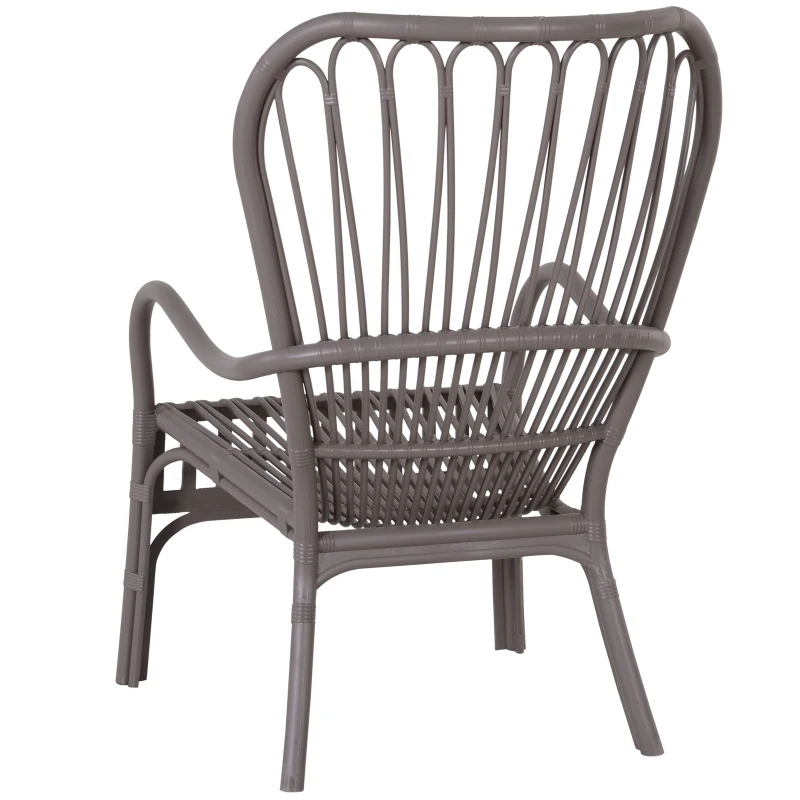 Outsunny Lot de 2 fauteuils lounge de jardin terrasse balcon - style néo-rétro - imitation rotin - polypropylène - gris