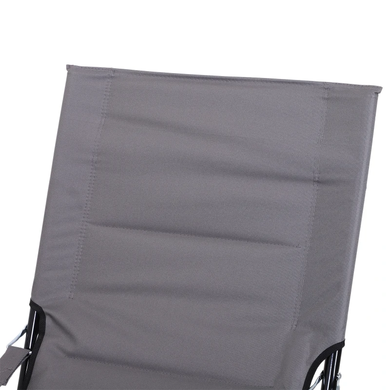 Outsunny Fauteuil de jardin camping pliable dim. 86L x 61l x 94H cm métal époxy anticorrosion noir tissu oxford gris