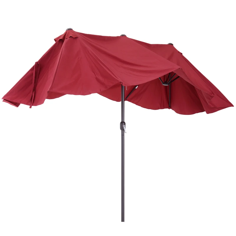 Outsunny Parasol de Jardin xxL en Métal Rouge xxL 460 x 270 x 240 cm