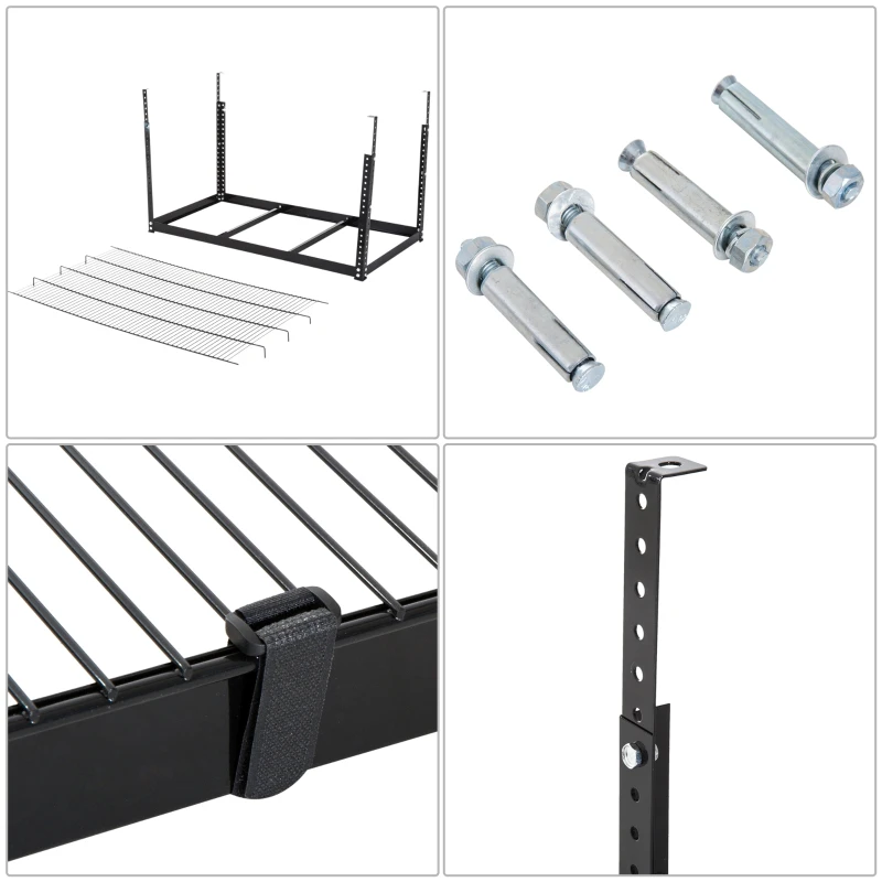 Homcom Range-Plafond Hauteur Réglable en Acier Noir 115 x 61 x 82 cm