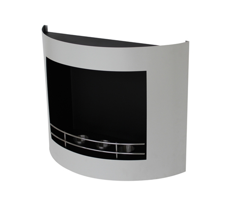 Cheminee bio ethanol murale a gel acier inoxydable 3 bruleurs design blanc neuf 27