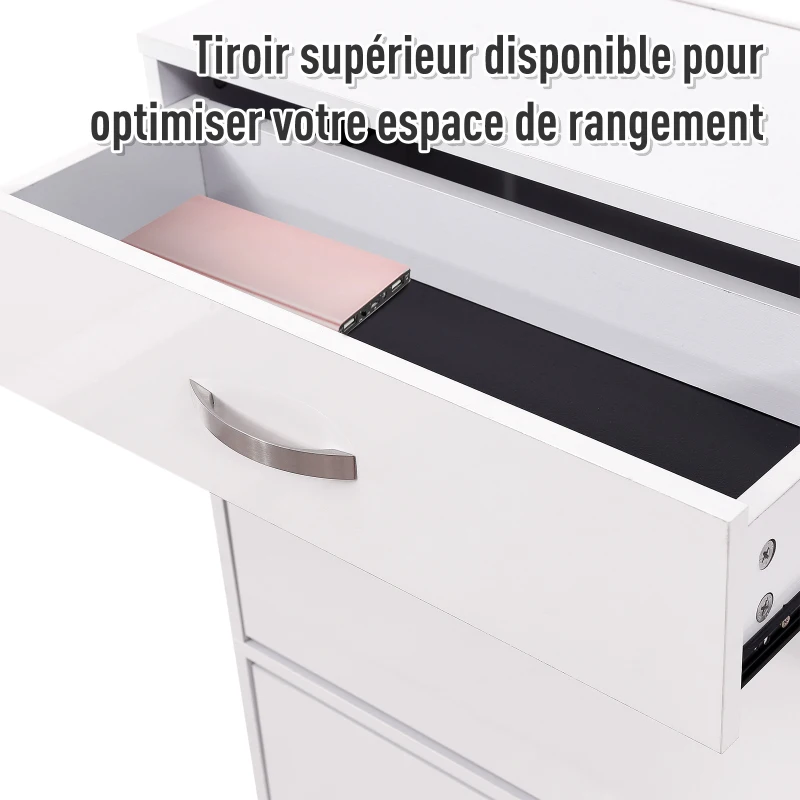 Homcom Meuble à Chaussures avec 3 Portes Abattantes 62 x 24 x 135 cm