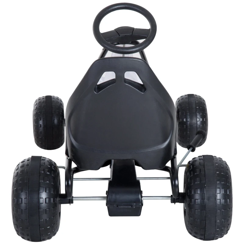 HOMCOM Vélo et véhicule pour enfants kart à pédales siège réglable frein manuel roues AR plastique acier noir blanc