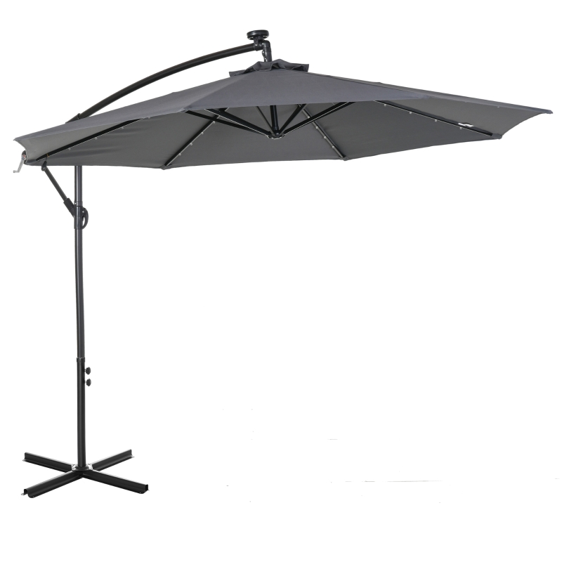 Parasol déporté LED octogonal inclinable polyester haute densité