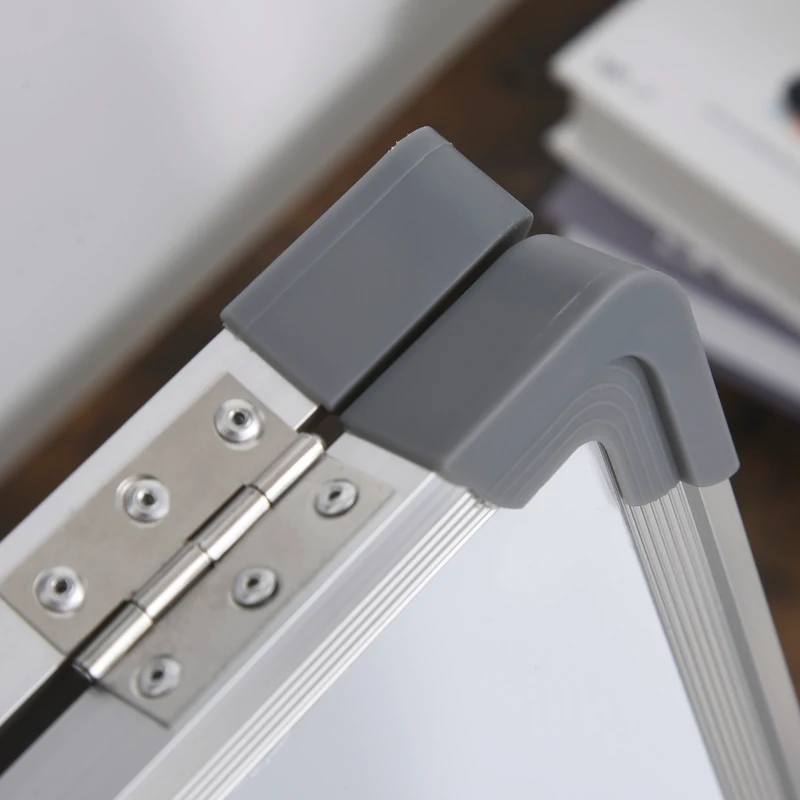 HOMCOM Bloc-notes réversible pliable avec poignée et compas - chevalet de bureau blanc effaçable & magnétique - dim. 40L x 30l cm - cadre alu.