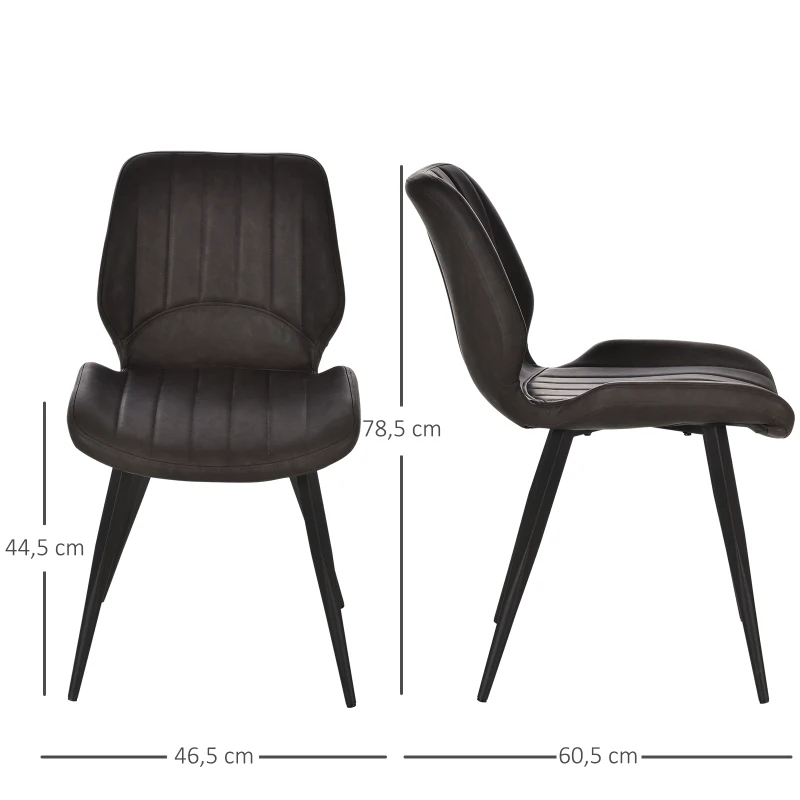 HOMCOM Lot de 2 chaises de salle à manger chaise de salon pieds en métal 46 x 44 x 78 cm noir