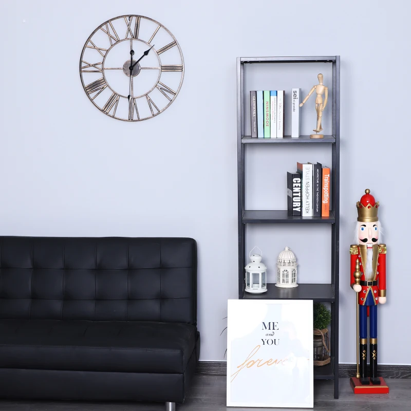 Homcom Horloge murale style vintage pendule silencieuse Ø 58,5 x 3,5H cm 2 aiguilles 12 chiffres romains métal bronze noir