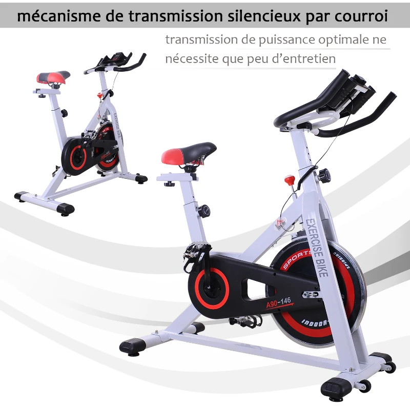 Homcom Vélo d'Appartement Multi-fonctions Blanc 103 x 21,5 x 78 cm