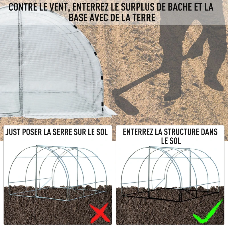 Outsunny Serre de Jardin Blanche 9 m² 3 x 3 x 2 m
