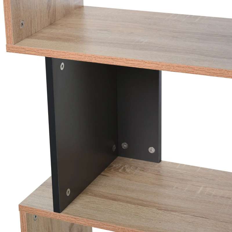 HOMCOM Bibliothèque étagère meuble de rangement design contemporain en S 4 étagères 60L x 30l x 136H cm chêne clair gris