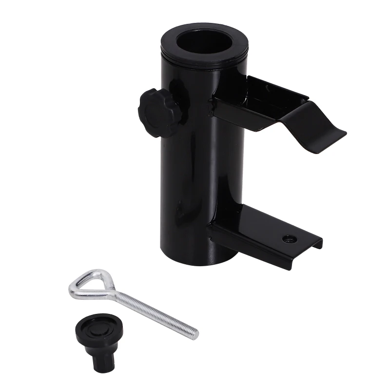 Outsunny Support à parasol fixation de parasol pour balcon barrière garde-corps métal plastique noir