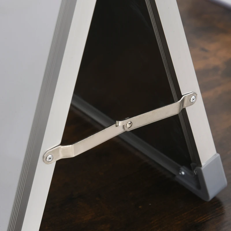 HOMCOM Bloc-notes réversible pliable avec poignée et compas - chevalet de bureau blanc effaçable & magnétique - dim. 40L x 30l cm - cadre alu.