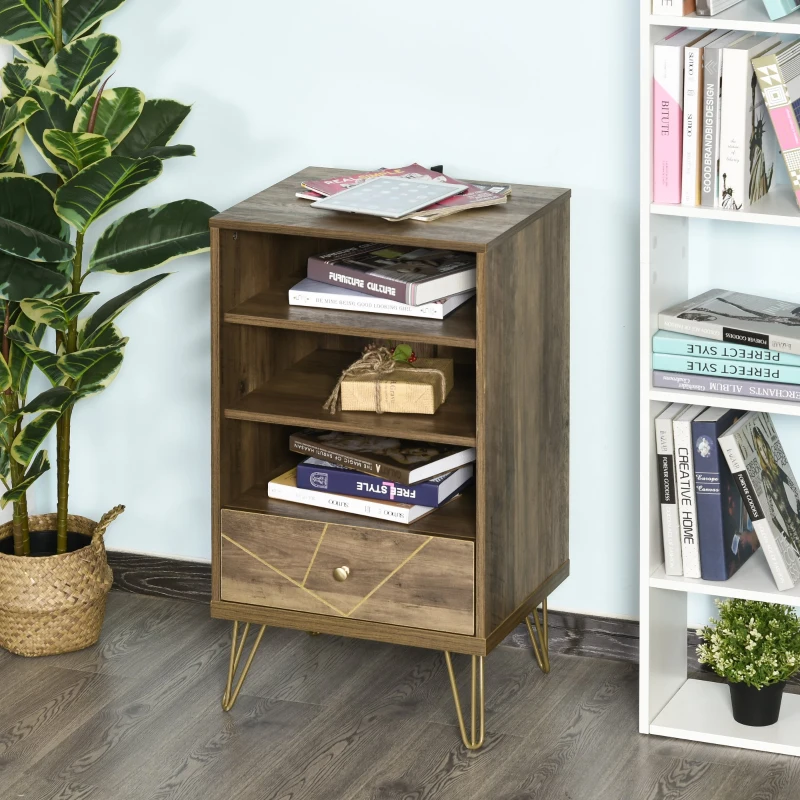 Meuble de Rangement avec 3 Étagères et Tiroir 48 x 39 x 87,2 cm Brun