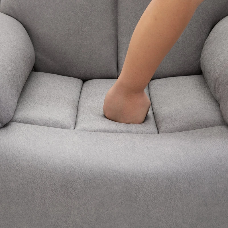 HOMCOM Fauteuil de relaxation grand confort pivotant 360° dossier inclinable repose-pied ajustable revêtement synthétique tissu gris clair