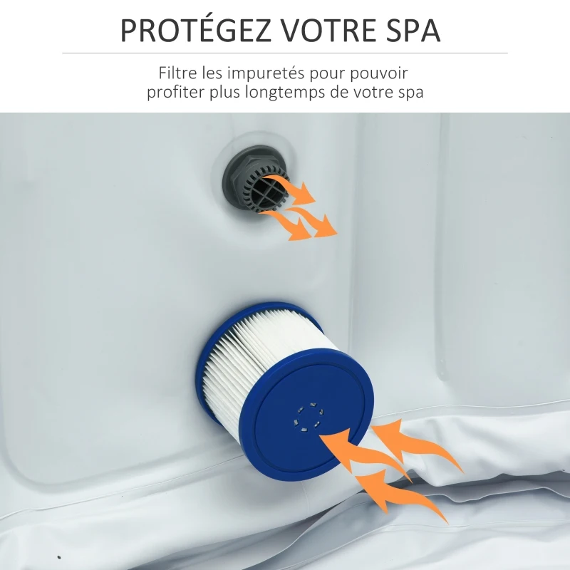 Outsunny Lot de 6 cartouches filtrantes pour spa - cartouches de filtration - PP bleu fibres Dacron blanc