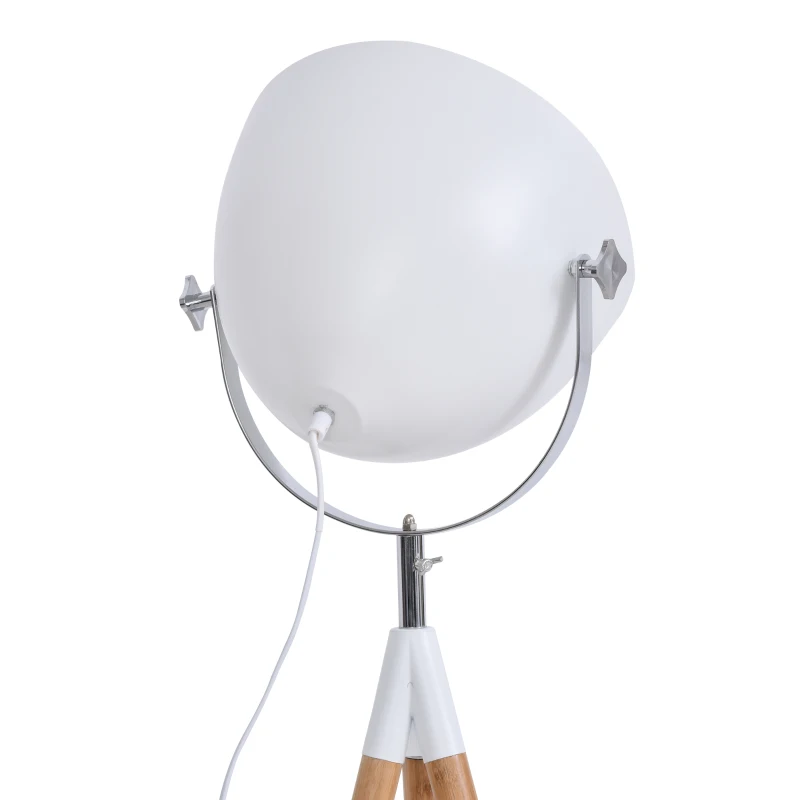 HOMCOM Lampadaire trépied style scandinave 40 W max. dim. 70L x70l x 170H cm bambou métal blanc doré