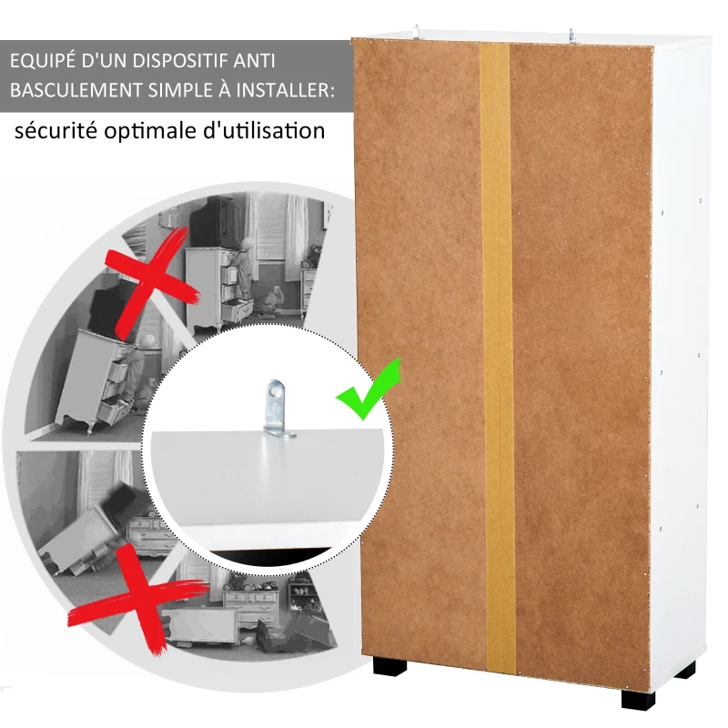 Homcom Bibliothèque avec 4 Niches et 4 Placards Blanc 60 x 30 x 122 cm