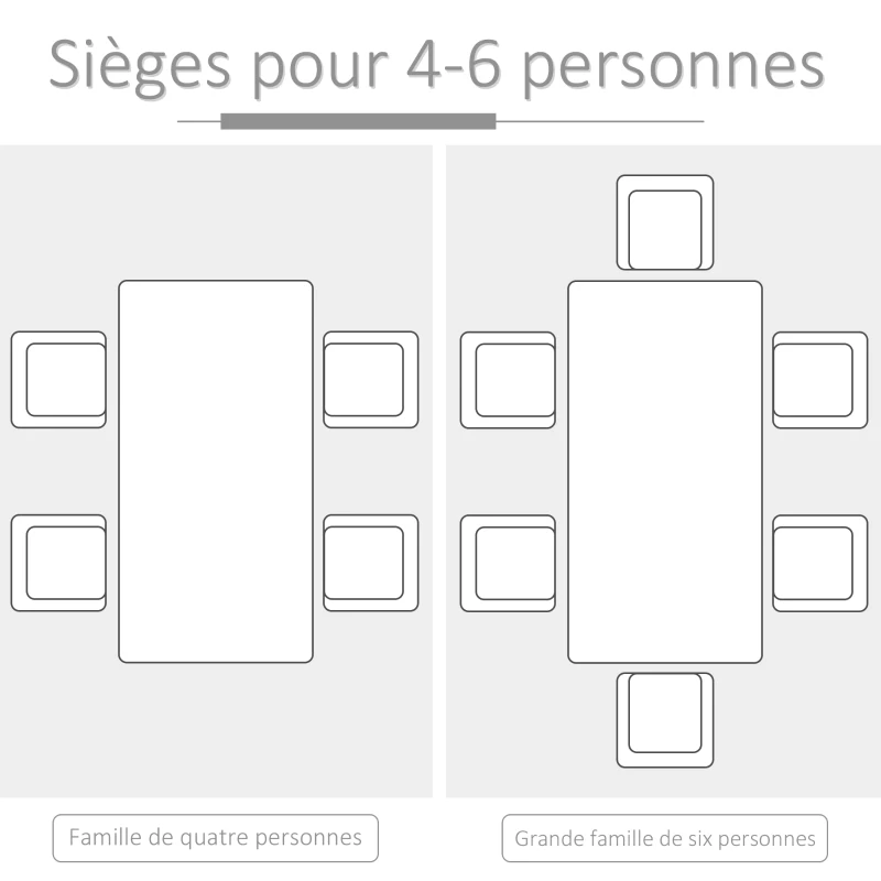 HOMCOM Table à manger design industriel 6 pers. - dim. 110 x 60 x 75 cm - métal noir panneaux multicouches imitation bois clair