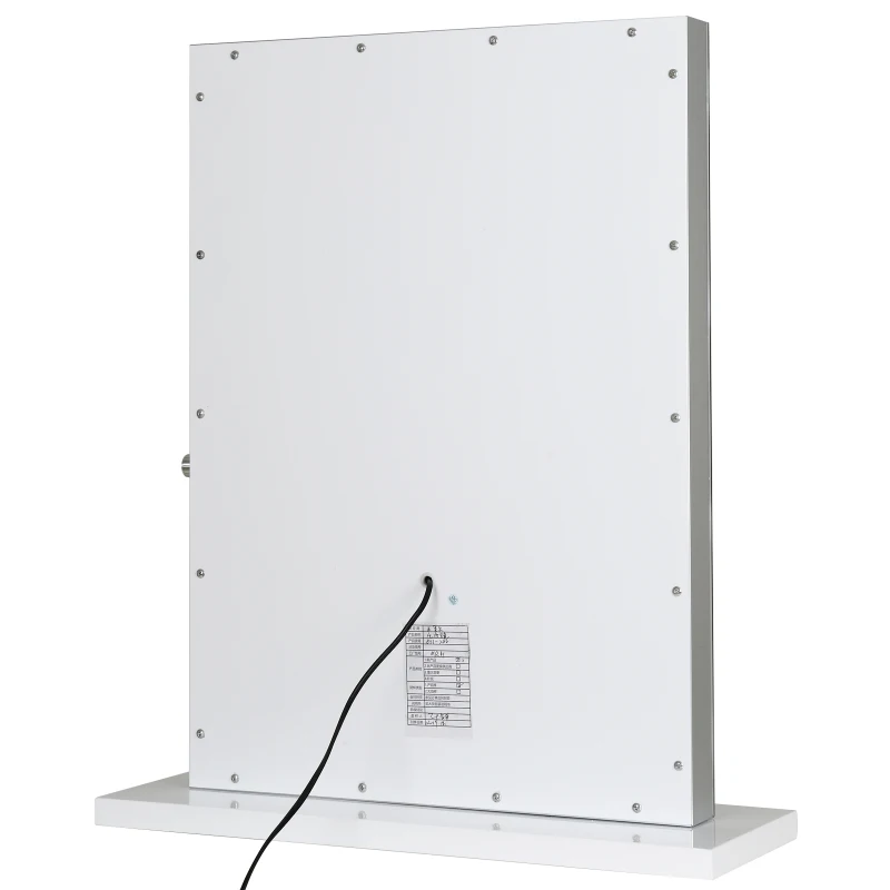 HOMCOM Miroir maquillage Hollywood pour coiffeuse, grand miroir lumineux de table dim. 60L x 22l x 72H 9 ampoules LED