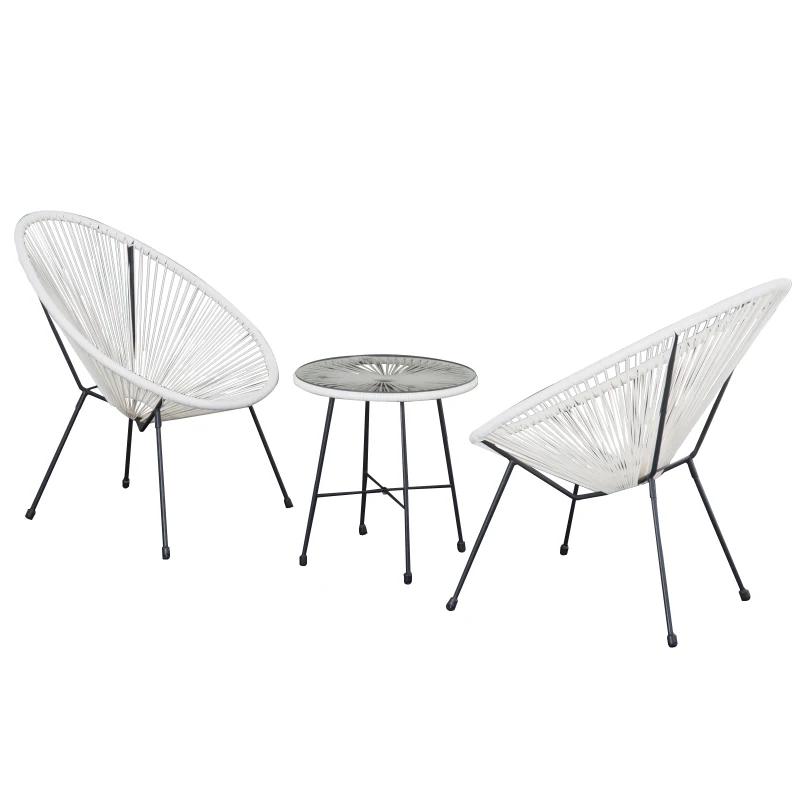 Outsunny Ensemble de jardin Acapulco Blanc