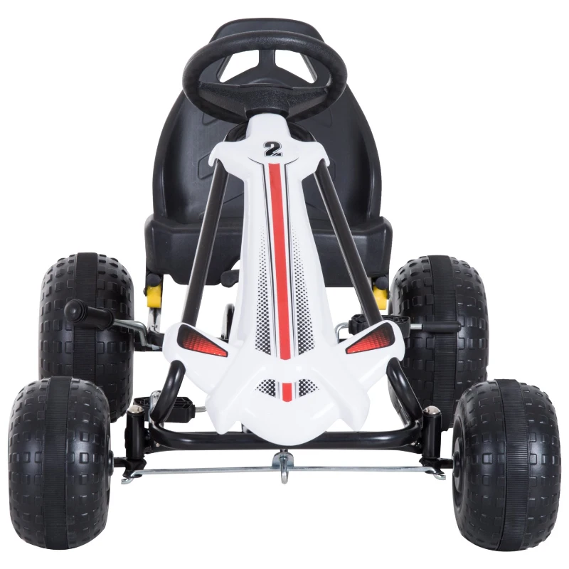 HOMCOM Vélo et véhicule pour enfants kart à pédales siège réglable frein manuel roues AR plastique acier noir blanc
