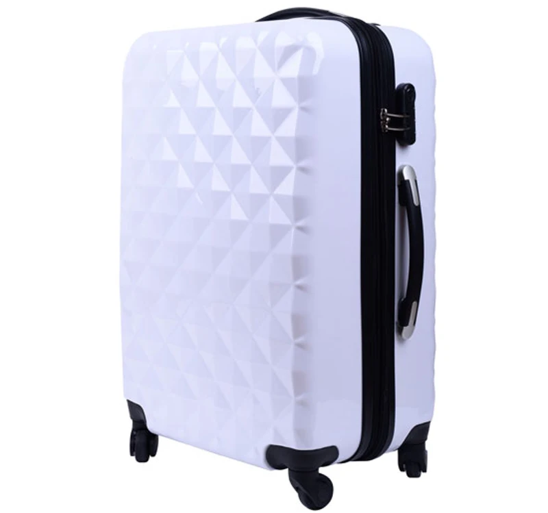 VALISE RIGIDE DE VOYAGE TROLLEY BAGAGE A ROULETTES ABS BLANC 60 LITRES NEUF 11