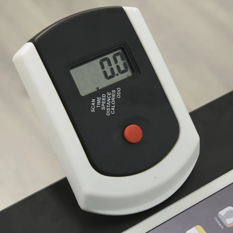 HOMCOM Tapis de course manuel pliable écran LCD multifonction 3 modes d'inclinaisons hauteur guidon réglable support tablette acier blanc noir