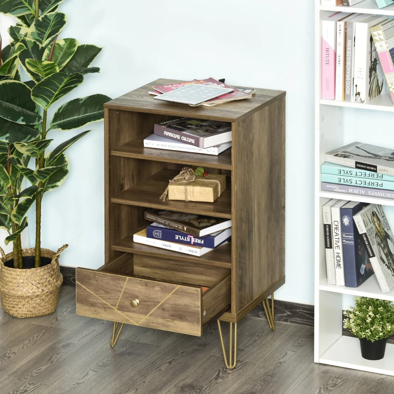 Meuble de Rangement avec 3 Étagères et Tiroir 48 x 39 x 87,2 cm Brun