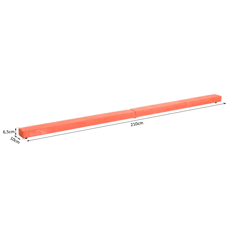Homcom Poutre de Gymnastique Pliable en Daim Orange 210 x 10 x 6,5 cm
